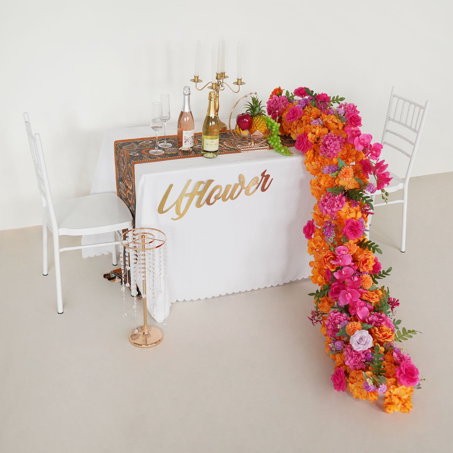 Uflower Artificial Flower Row Sofa Table Runner Floor Flower Arrangement